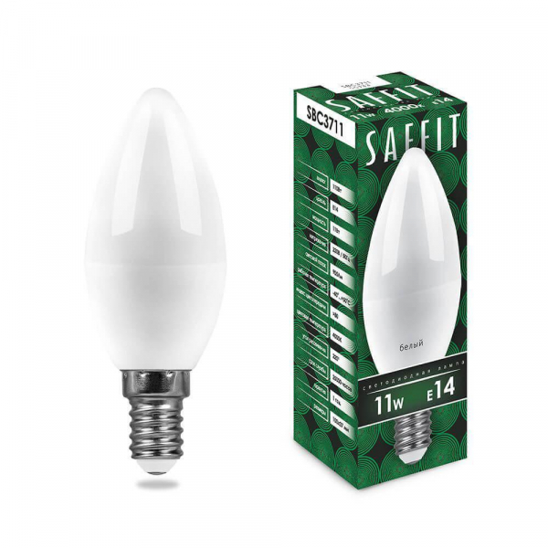 Лампа светодиодная Saffit E14 11W 4000K Свеча Матовая SBC3711 55133 Лампа светодиодная Saffit E14 11W 4000K Свеча Матовая SBC3711 55133