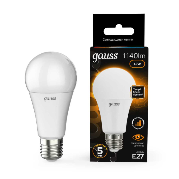 Лампа светодиодная Gauss E27 12W 3000K матовая 102502112