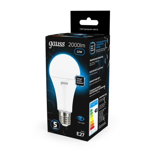Лампа светодиодная Gauss E27 22W 6500K матовая 102502322
