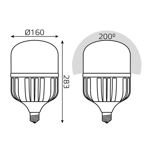 Лампа светодиодная сверхмощная Gauss E40 90W 6500К матовая 11734392 Лампа светодиодная сверхмощная Gauss E40 90W 6500К матовая 11734392