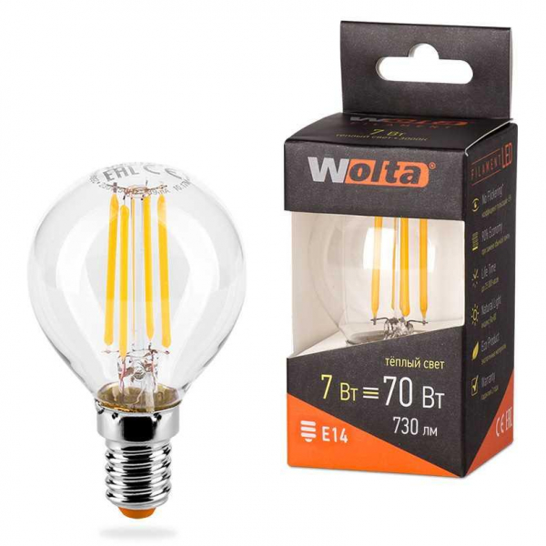 Светодиодная лампа WOLTA 25Y45GLFT7E14 Светодиодная лампа WOLTA 25Y45GLFT7E14