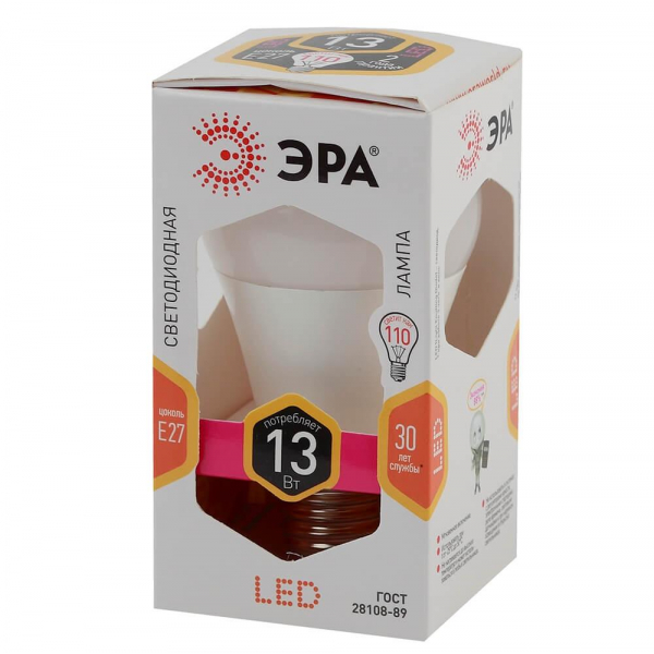 Лампа светодиодная ЭРА E27 13W 2700K матовая LED A60-13W-827-E27 Б0020536 Лампа светодиодная ЭРА E27 13W 2700K матовая LED A60-13W-827-E27 Б0020536