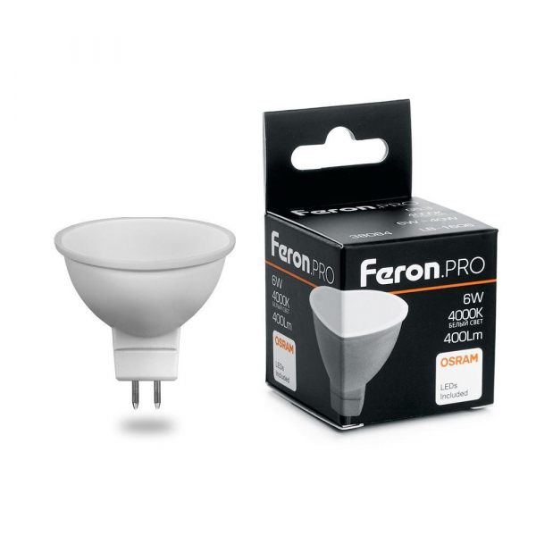 Лампа светодиодная Feron G5.3 6W 4000K Матовая LB-1606 38084 Лампа светодиодная Feron G5.3 6W 4000K Матовая LB-1606 38084