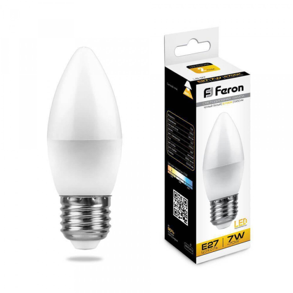 Лампа светодиодная Feron E27 7W 2700K Свеча Матовая LB-97 25758 Лампа светодиодная Feron E27 7W 2700K Свеча Матовая LB-97 25758