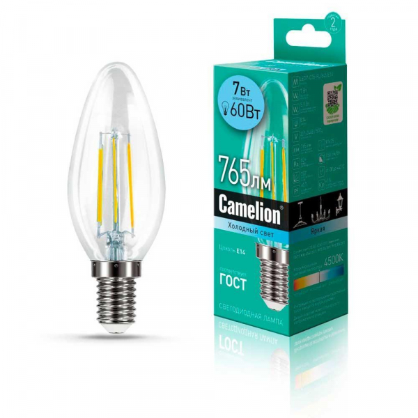 Лампа светодиодная Camelion E14 7W 4500K LED7-C35-FL/845/E14 13453 Лампа светодиодная Camelion E14 7W 4500K LED7-C35-FL/845/E14 13453