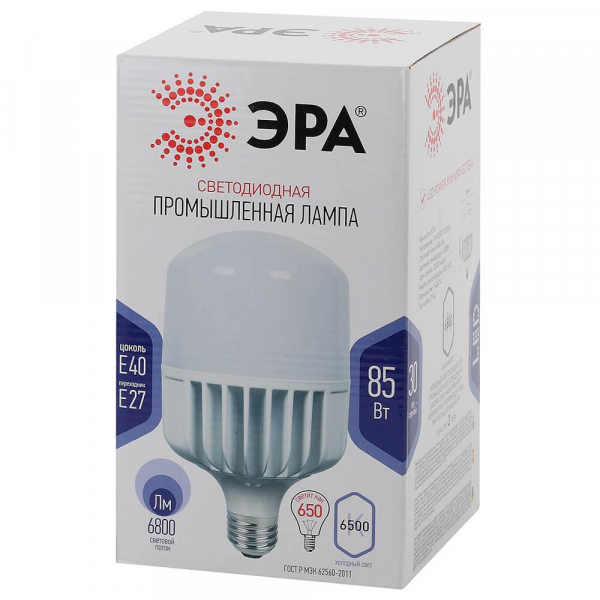 Лампа светодиодная ЭРА E27 85W 6500K матовая LED POWER T140-85W-6500-E27/E40 Б0032088 Лампа светодиодная ЭРА E27 85W 6500K матовая LED POWER T140-85W-6500-E27/E40 Б0032088