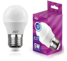 Лампа светодиодная REV G45 Е27 5W 4000K нейтральный белый свет шар 32263 4