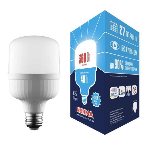 Лампа LED сверхмощная Volpe E27 40W 4000K матовая LED-M80-40W/4000K/E27/FR/NR UL-00006789 Лампа LED сверхмощная Volpe E27 40W 4000K матовая LED-M80-40W/4000K/E27/FR/NR UL-00006789