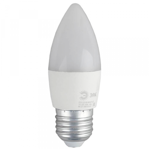 Лампа светодиодная ЭРА E27 8W 2700K матовая ECO LED B35-8W-827-E27 Б0030020 Лампа светодиодная ЭРА E27 8W 2700K матовая ECO LED B35-8W-827-E27 Б0030020