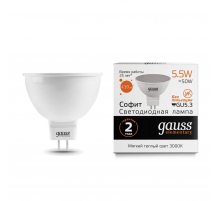 Лампа светодиодная Gauss GU5.3 5.5W 3000K матовая 13516