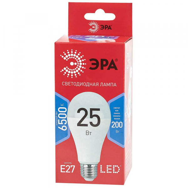 Лампа светодиодная ЭРА E27 25W 6500K матовая LED A65-25W-865-E27 R Б0048011 Лампа светодиодная ЭРА E27 25W 6500K матовая LED A65-25W-865-E27 R Б0048011