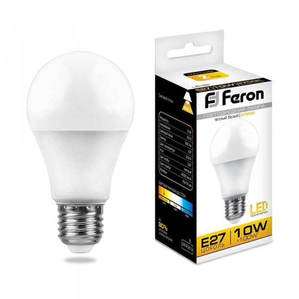 Лампа светодиодная Feron E27 10W 2700K Шар Матовая LB-92 25457 Лампа светодиодная Feron E27 10W 2700K Шар Матовая LB-92 25457