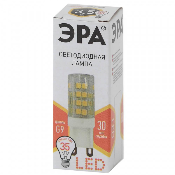Лампа светодиодная ЭРА G9 3,5W 2700K прозрачная LED JCD-3,5W-CER-827-G9 Б0027861 Лампа светодиодная ЭРА G9 3,5W 2700K прозрачная LED JCD-3,5W-CER-827-G9 Б0027861