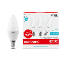 Лампа светодиодная Gauss E14 6W 4100K матовая 33126T