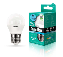 Лампа светодиодная Camelion E27 3W 4500K LED3-G45/845/E27 11376