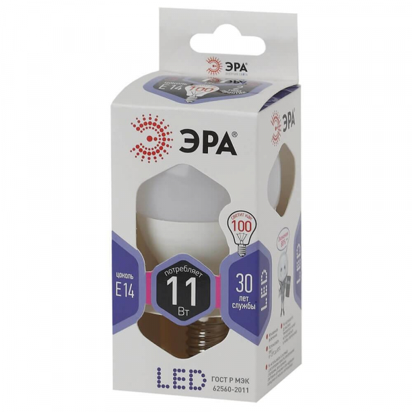Лампа светодиодная ЭРА E14 11W 6000K матовая LED P45-11W-860-E14 Б0032990 Лампа светодиодная ЭРА E14 11W 6000K матовая LED P45-11W-860-E14 Б0032990