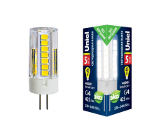 Лампа светодиодная Uniel G4 5W 4000K прозрачная LED-JC-220/5W/4000K/G4/CL GLZ09TR UL-00006745