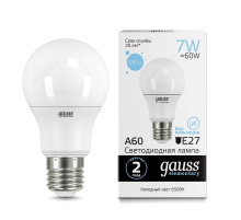 Лампа светодиодная Gauss E27 7W 6500K матовая 23237A