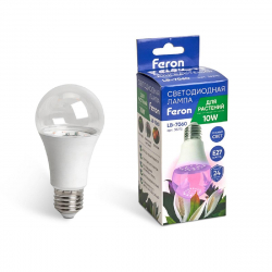 Лампа светодиодная для растений Feron LB-7060 E27 10W красно-синий спектр 38275