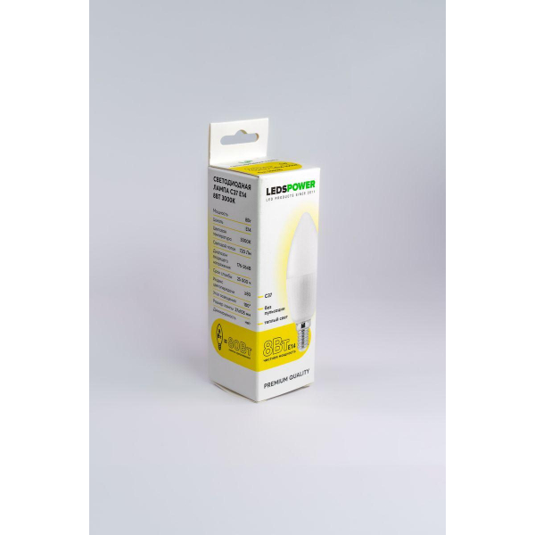 Светодиодная лампа LEDS POWER C37 E14 8Вт 3000К 006680