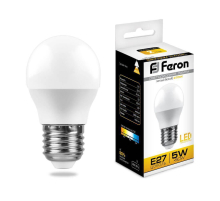 Лампа светодиодная Feron E27 5W 2700K Шар Матовая LB-38 25404
