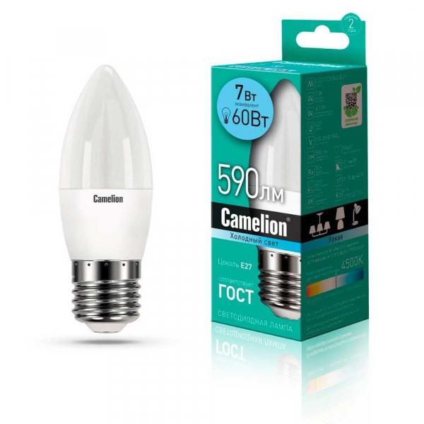 Лампа светодиодная Camelion E27 7W 4500K LED7-C35/845/E27 12078 Лампа светодиодная Camelion E27 7W 4500K LED7-C35/845/E27 12078
