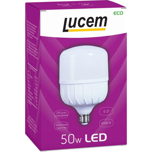 Лампа светодиодная Lucem E27 50W 6500K матовая FLLCB502765L Лампа светодиодная Lucem E27 50W 6500K матовая FLLCB502765L