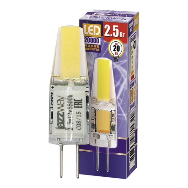 Лампа светодиодная Jazzway G4 2,5W 3000K прозрачная 2855749 Лампа светодиодная Jazzway G4 2,5W 3000K прозрачная 2855749