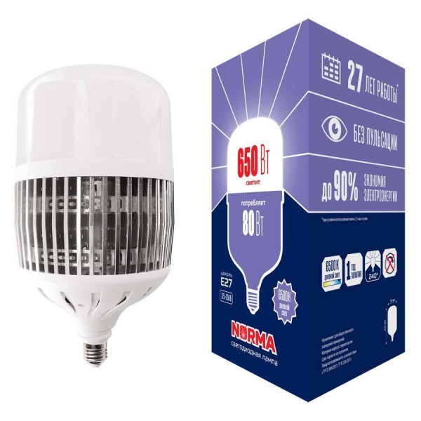 Лампа LED сверхмощная Volpe E27 80W 6500K матовая LED-M80-80W/6500K/E27/FR/NR UL-00006796 Лампа LED сверхмощная Volpe E27 80W 6500K матовая LED-M80-80W/6500K/E27/FR/NR UL-00006796