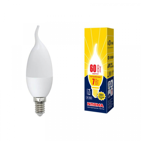 Лампа светодиодная E14 7W 4000K матовая LED-CW37-7W/NW/E14/FR/NR UL-00003800 Лампа светодиодная E14 7W 4000K матовая LED-CW37-7W/NW/E14/FR/NR UL-00003800