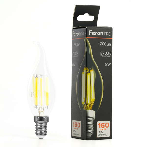 Лампа светодиодная Feron.PRO LB-1218 Свеча на ветру E14 1280LM 8W 175-265V 2700K 51265 Лампа светодиодная Feron.PRO LB-1218 Свеча на ветру E14 1280LM 8W 175-265V 2700K 51265