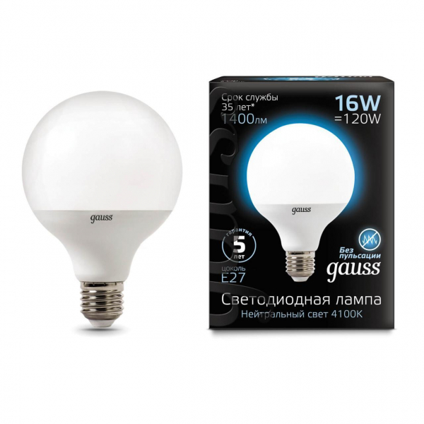 Лампа светодиодная Gauss E27 16W 4100K матовая 105102216 Лампа светодиодная Gauss E27 16W 4100K матовая 105102216