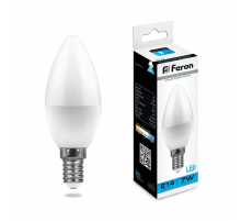 Лампа светодиодная Feron E14 7W 6400K Свеча Матовая LB-97 25477 Лампа светодиодная Feron E14 7W 6400K Свеча Матовая LB-97 25477