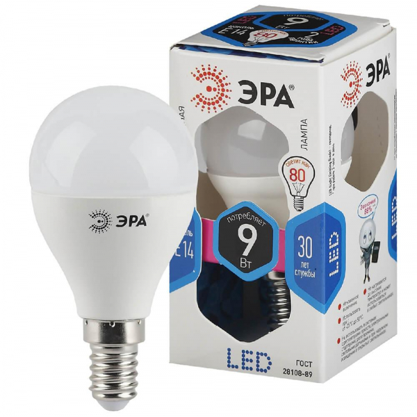 Лампа светодиодная ЭРА E14 9W 4000K матовая LED P45-9W-840-E14 Б0029042 Лампа светодиодная ЭРА E14 9W 4000K матовая LED P45-9W-840-E14 Б0029042