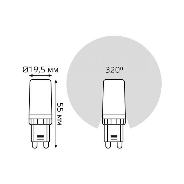 Лампа светодиодная Gauss G9 5,5W 6500K прозрачная 107009306 Лампа светодиодная Gauss G9 5,5W 6500K прозрачная 107009306