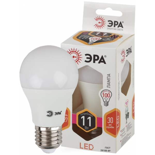 Лампа светодиодная ЭРА E27 11W 2700K матовая LED A60-11W-827-E27 Б0030910 Лампа светодиодная ЭРА E27 11W 2700K матовая LED A60-11W-827-E27 Б0030910