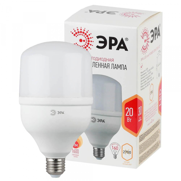 Лампа светодиодная ЭРА E27 20W 2700K матовая LED POWER T80-20W-2700-E27 Б0027000 Лампа светодиодная ЭРА E27 20W 2700K матовая LED POWER T80-20W-2700-E27 Б0027000