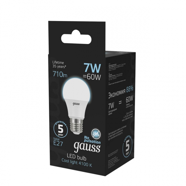 Лампа светодиодная Gauss E27 7W 4100K матовая 102502207 Лампа светодиодная Gauss E27 7W 4100K матовая 102502207