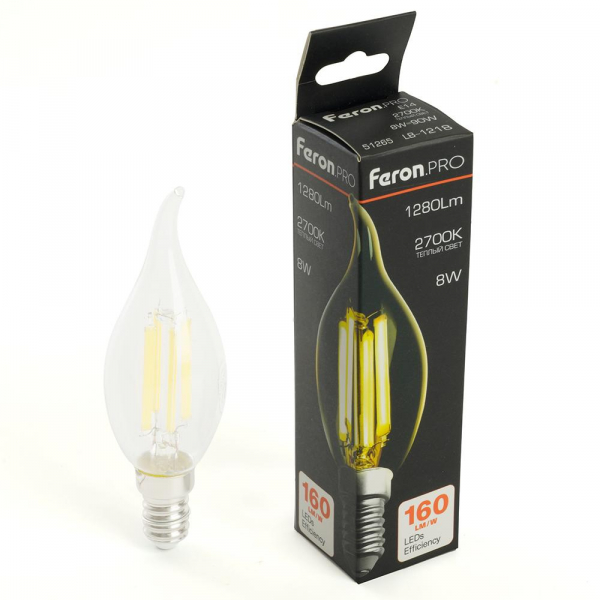 Лампа светодиодная Feron.PRO LB-1218 Свеча на ветру E14 1280LM 8W 175-265V 2700K 51265 Лампа светодиодная Feron.PRO LB-1218 Свеча на ветру E14 1280LM 8W 175-265V 2700K 51265