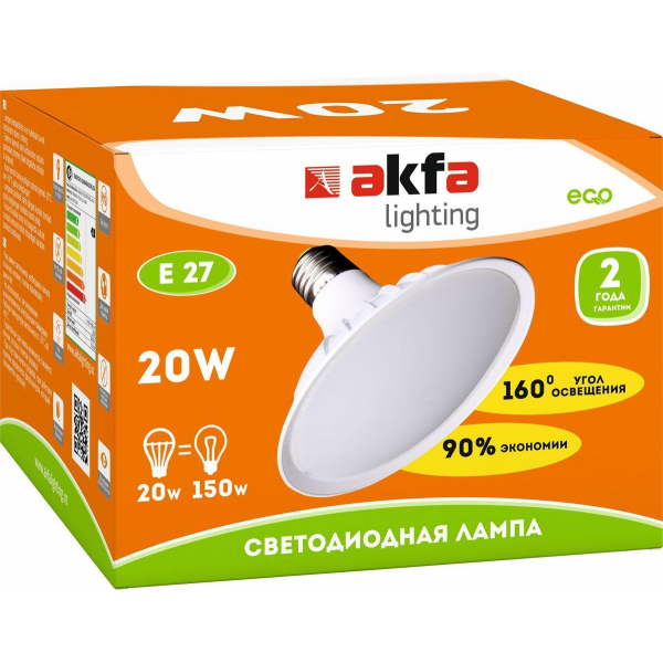 Лампа светодиодная Akfa Lighting E27 20W 6500K матовая FLUFO200065A