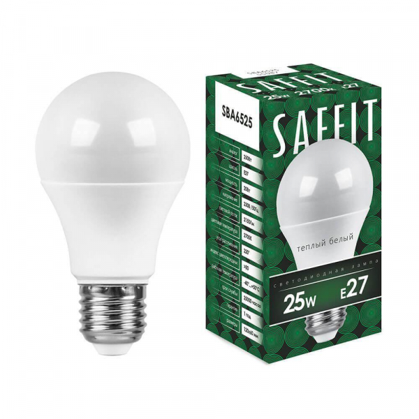 Лампа светодиодная Saffit E27 25W 2700K Шар Матовая SBA6525 55087 Лампа светодиодная Saffit E27 25W 2700K Шар Матовая SBA6525 55087