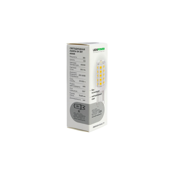 Светодиодная лампа LEDS POWER G9 3Вт 4000К 007021 Светодиодная лампа LEDS POWER G9 3Вт 4000К 007021