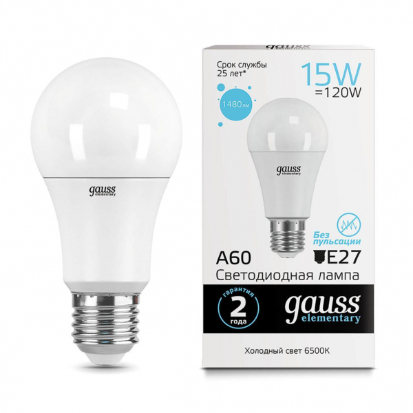 Лампа светодиодная Gauss E27 15W 6500K матовая 23235 Лампа светодиодная Gauss E27 15W 6500K матовая 23235