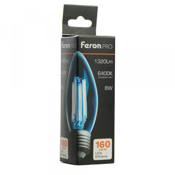 Лампа светодиодная Feron.PRO LB-1208 Свеча E27 1320LM 8W 175-265V 6400K 51243 Лампа светодиодная Feron.PRO LB-1208 Свеча E27 1320LM 8W 175-265V 6400K 51243