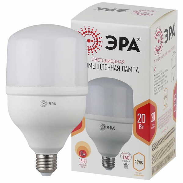 Лампа светодиодная ЭРА E27 20W 2700K матовая LED POWER T80-20W-2700-E27 Б0049587 Лампа светодиодная ЭРА E27 20W 2700K матовая LED POWER T80-20W-2700-E27 Б0049587