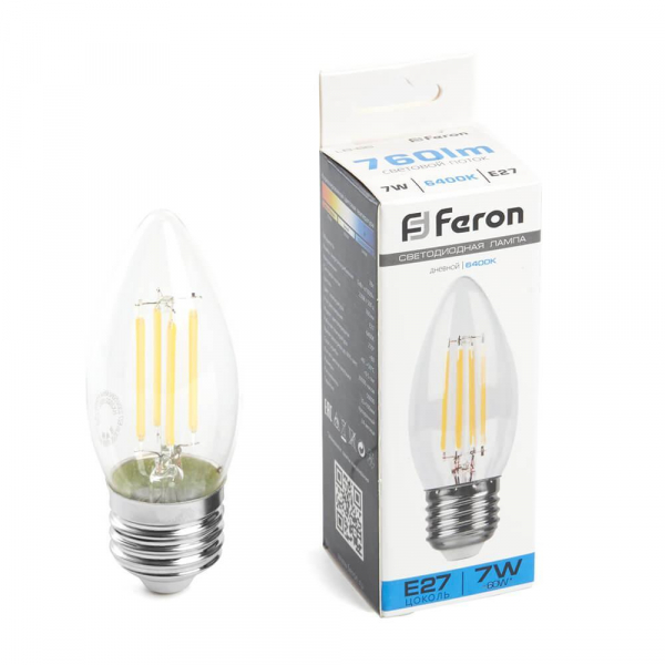 Лампа светодиодная Feron LB-66 Свеча E27 7W 6400K 38272 Лампа светодиодная Feron LB-66 Свеча E27 7W 6400K 38272