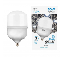 Лампа светодиодная Gauss E27 60W 6500K матовая 63236