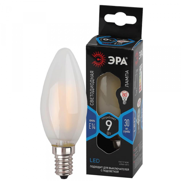 Лампа светодиодная ЭРА E14 9W 4000K матовая F-LED B35-9w-840-E14 frost Б0046996 Лампа светодиодная ЭРА E14 9W 4000K матовая F-LED B35-9w-840-E14 frost Б0046996