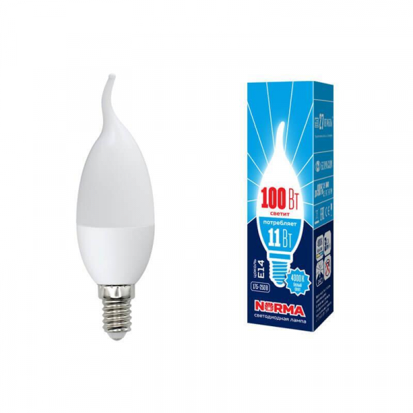 Лампа светодиодная E14 11W 4000K матовая LED-CW37-11W/NW/E14/FR/NR UL-00003816 Лампа светодиодная E14 11W 4000K матовая LED-CW37-11W/NW/E14/FR/NR UL-00003816