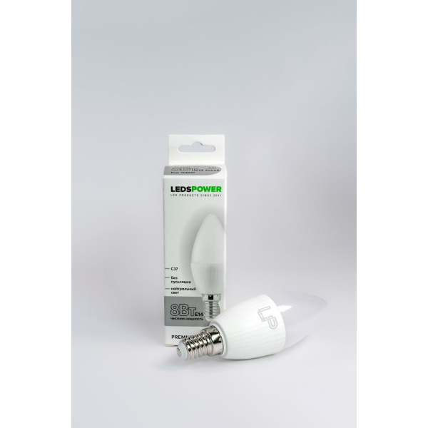 Светодиодная лампа LEDS POWER C37 E14 8Вт 4000К 006697 Светодиодная лампа LEDS POWER C37 E14 8Вт 4000К 006697